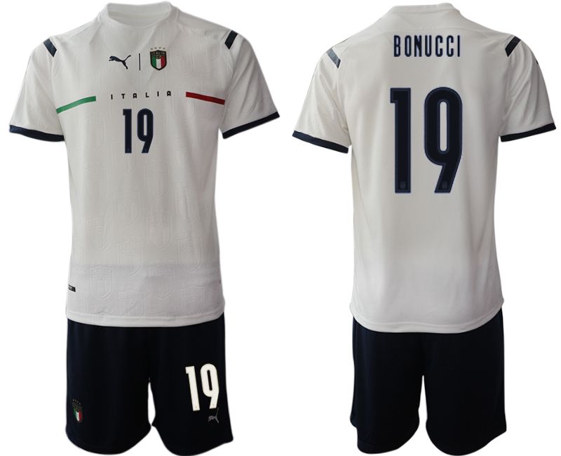 Men 2020-2021 European Cup Italy away white #19 Soccer Jersey->italy jersey->Soccer Country Jersey